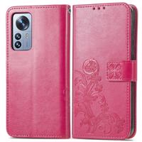 PROTEMIO 42639 ART Peněženkový kryt Xiaomi 12 Pro FLOWERS tmavě růžový