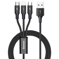 BASEUS 51027 BASEUS RAPID 3v1 Datový kabel ( USB Typ-C / Lightning / micro USB ) 1.2m černý