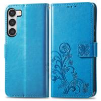 PROTEMIO 55484 ART FLOWERS Peněženkový kryt Samsung Galaxy S23 Plus 5G modrý