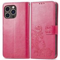 PROTEMIO 64551 ART FLOWER S Peněženkový kryt Apple i Phone 15 Pro Max tmavě růžový