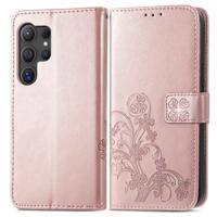 PROTEMIO 69142 ART FLOWER S Peněženkový obal pro Samsung Galaxy S24 Ultra 5G světle růžový